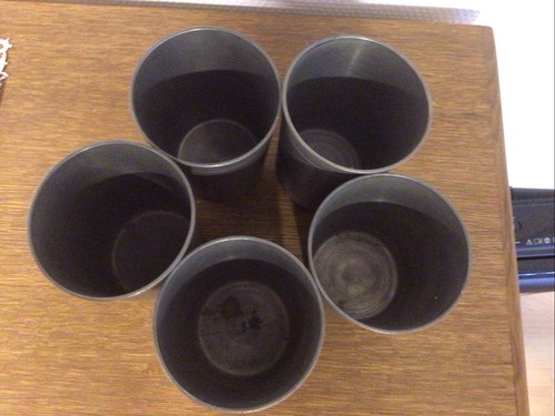 Zinnbecher set zylindrisch - 5x,