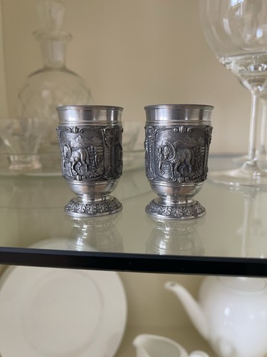 Zinnbecher mit tiermotiv - 2x,