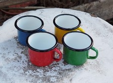 4 kleine Emaille Becher rot